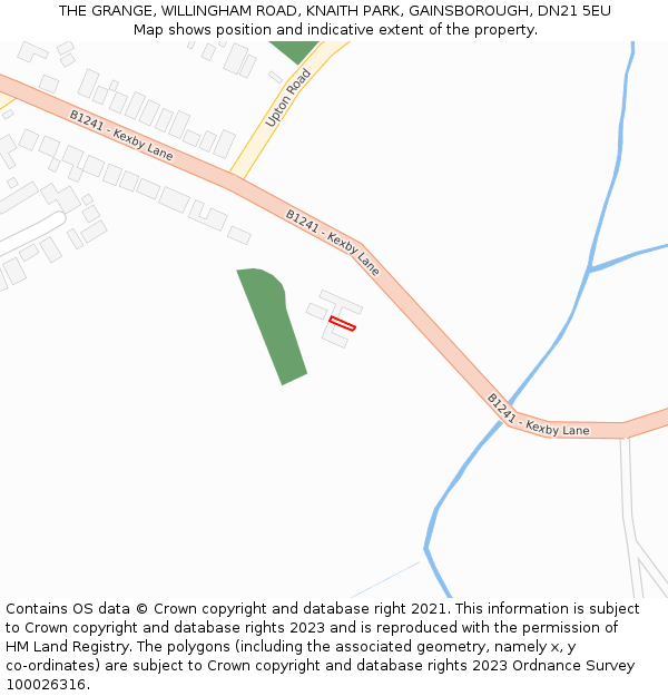 THE GRANGE, WILLINGHAM ROAD, KNAITH PARK, GAINSBOROUGH, DN21 5EU: Location map and indicative extent of plot