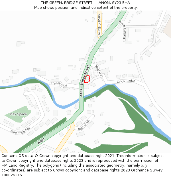 THE GREEN, BRIDGE STREET, LLANON, SY23 5HA: Location map and indicative extent of plot