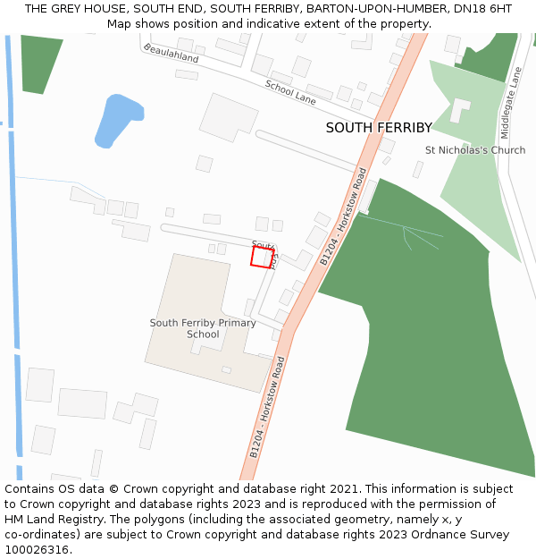 THE GREY HOUSE, SOUTH END, SOUTH FERRIBY, BARTON-UPON-HUMBER, DN18 6HT: Location map and indicative extent of plot