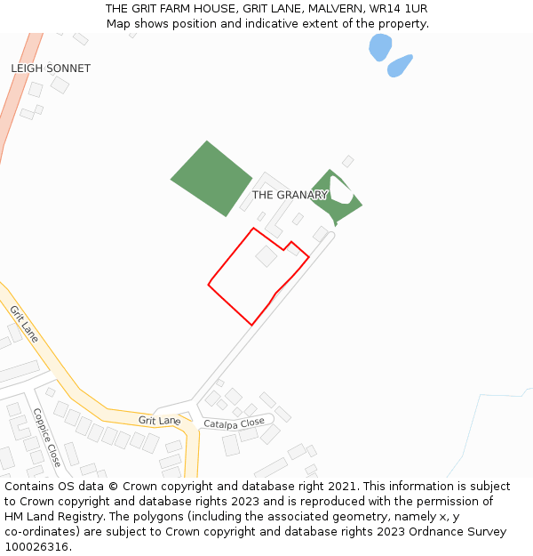 THE GRIT FARM HOUSE, GRIT LANE, MALVERN, WR14 1UR: Location map and indicative extent of plot
