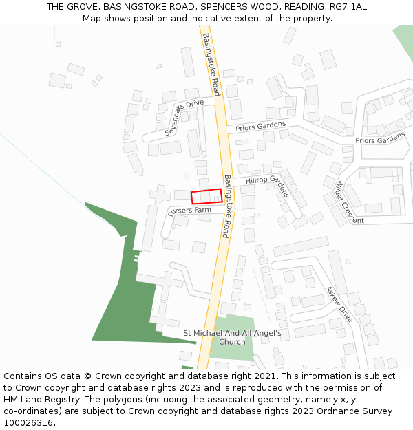 THE GROVE, BASINGSTOKE ROAD, SPENCERS WOOD, READING, RG7 1AL: Location map and indicative extent of plot