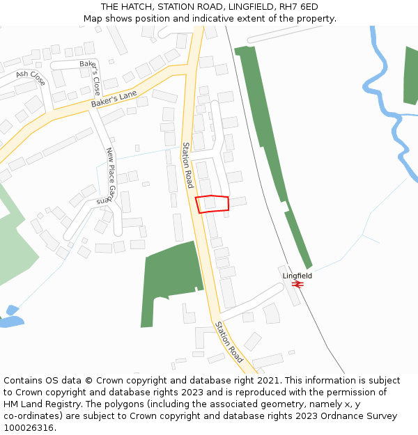 THE HATCH, STATION ROAD, LINGFIELD, RH7 6ED: Location map and indicative extent of plot