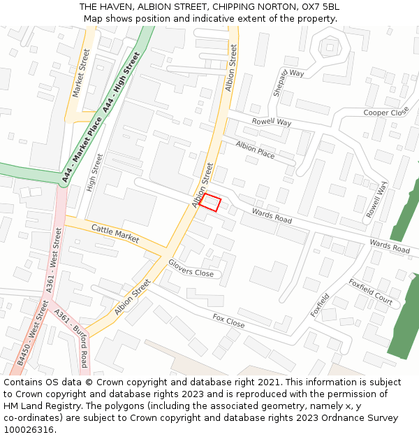 THE HAVEN, ALBION STREET, CHIPPING NORTON, OX7 5BL: Location map and indicative extent of plot