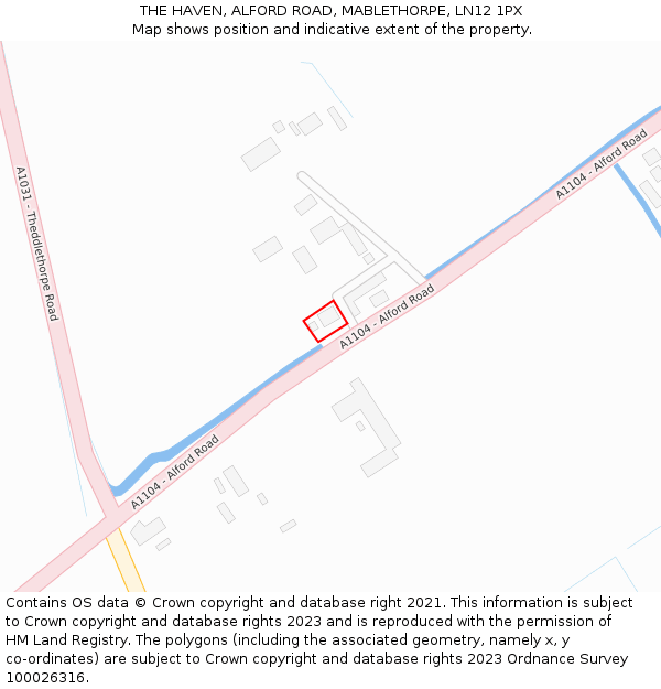 THE HAVEN, ALFORD ROAD, MABLETHORPE, LN12 1PX: Location map and indicative extent of plot
