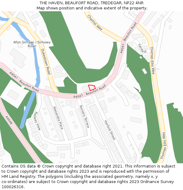 THE HAVEN, BEAUFORT ROAD, TREDEGAR, NP22 4NR: Location map and indicative extent of plot