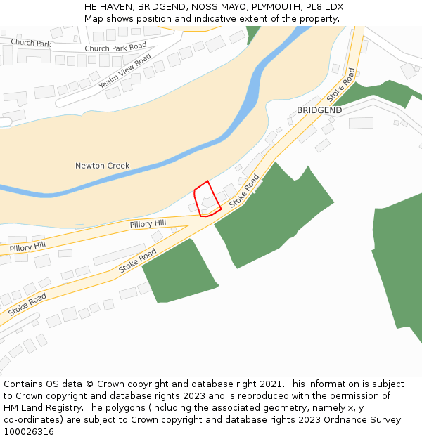 THE HAVEN, BRIDGEND, NOSS MAYO, PLYMOUTH, PL8 1DX: Location map and indicative extent of plot