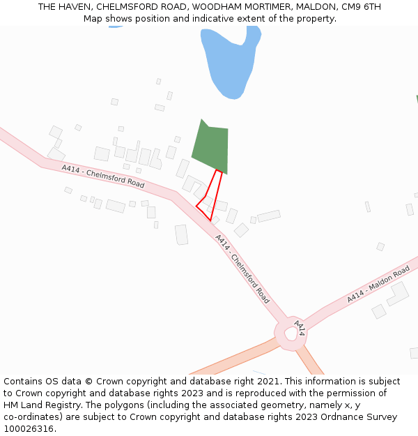 THE HAVEN, CHELMSFORD ROAD, WOODHAM MORTIMER, MALDON, CM9 6TH: Location map and indicative extent of plot