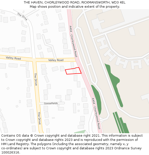 THE HAVEN, CHORLEYWOOD ROAD, RICKMANSWORTH, WD3 4EL: Location map and indicative extent of plot
