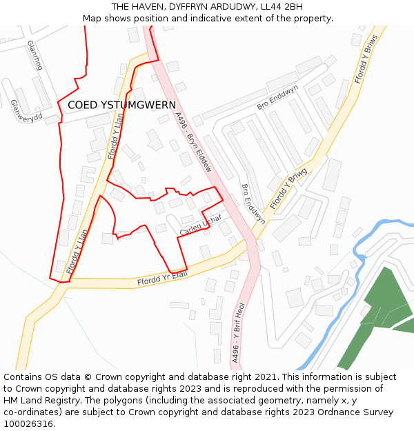 THE HAVEN, DYFFRYN ARDUDWY, LL44 2BH: Location map and indicative extent of plot