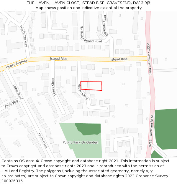 THE HAVEN, HAVEN CLOSE, ISTEAD RISE, GRAVESEND, DA13 9JR: Location map and indicative extent of plot