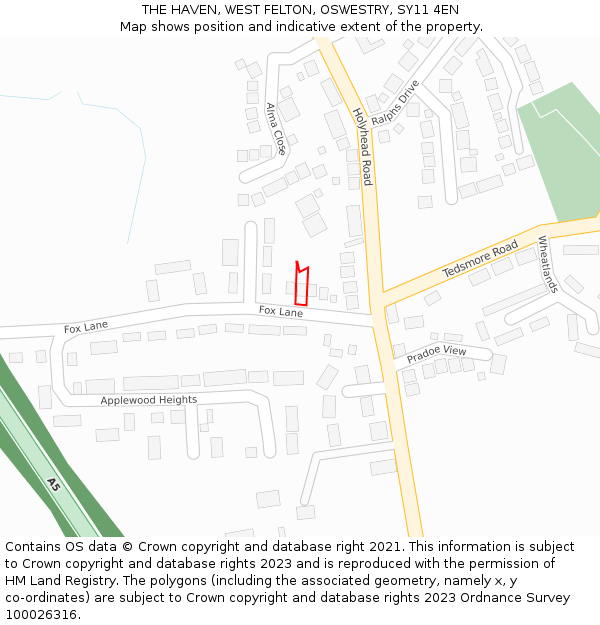 THE HAVEN, WEST FELTON, OSWESTRY, SY11 4EN: Location map and indicative extent of plot