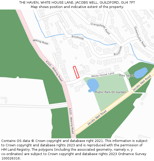 THE HAVEN, WHITE HOUSE LANE, JACOBS WELL, GUILDFORD, GU4 7PT: Location map and indicative extent of plot