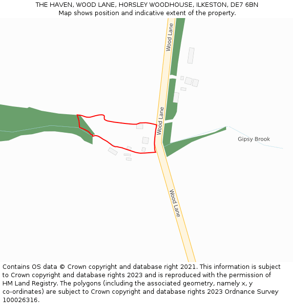 THE HAVEN, WOOD LANE, HORSLEY WOODHOUSE, ILKESTON, DE7 6BN: Location map and indicative extent of plot