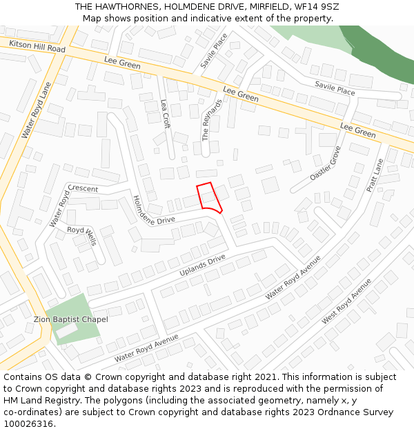 THE HAWTHORNES, HOLMDENE DRIVE, MIRFIELD, WF14 9SZ: Location map and indicative extent of plot