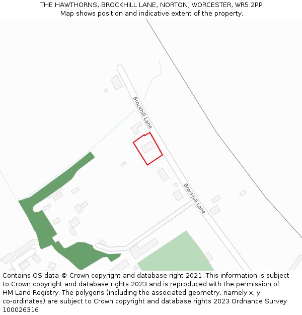 THE HAWTHORNS, BROCKHILL LANE, NORTON, WORCESTER, WR5 2PP: Location map and indicative extent of plot