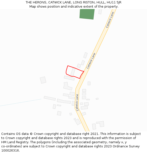 THE HERONS, CATWICK LANE, LONG RISTON, HULL, HU11 5JR: Location map and indicative extent of plot
