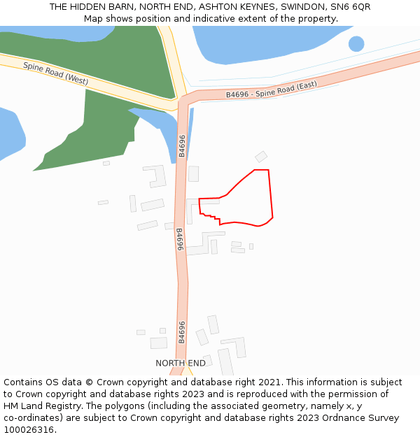 THE HIDDEN BARN, NORTH END, ASHTON KEYNES, SWINDON, SN6 6QR: Location map and indicative extent of plot
