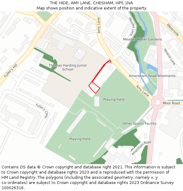 THE HIDE, AMY LANE, CHESHAM, HP5 1NA: Location map and indicative extent of plot