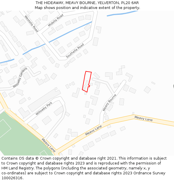 THE HIDEAWAY, MEAVY BOURNE, YELVERTON, PL20 6AR: Location map and indicative extent of plot