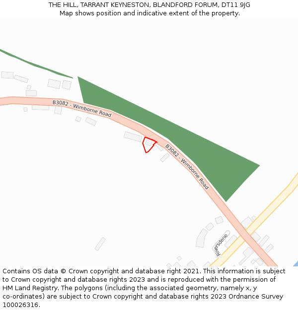 THE HILL, TARRANT KEYNESTON, BLANDFORD FORUM, DT11 9JG: Location map and indicative extent of plot