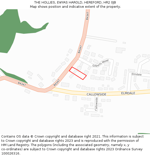 THE HOLLIES, EWYAS HAROLD, HEREFORD, HR2 0JB: Location map and indicative extent of plot