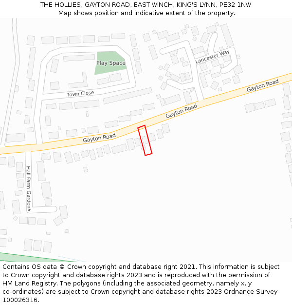 THE HOLLIES, GAYTON ROAD, EAST WINCH, KING'S LYNN, PE32 1NW: Location map and indicative extent of plot