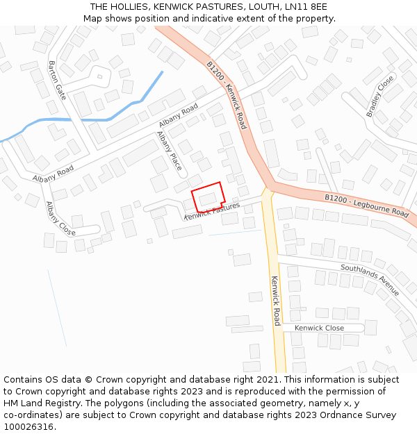 THE HOLLIES, KENWICK PASTURES, LOUTH, LN11 8EE: Location map and indicative extent of plot