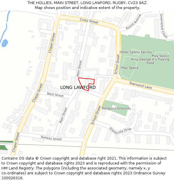 THE HOLLIES, MAIN STREET, LONG LAWFORD, RUGBY, CV23 9AZ: Location map and indicative extent of plot