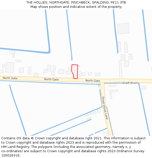 THE HOLLIES, NORTHGATE, PINCHBECK, SPALDING, PE11 3TB: Location map and indicative extent of plot