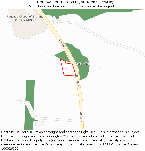 THE HOLLOW, SOUTH RAUCEBY, SLEAFORD, NG34 8QL: Location map and indicative extent of plot