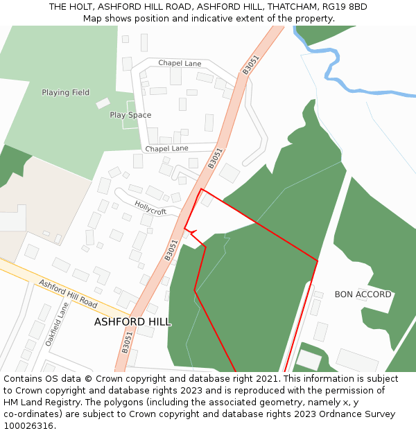 THE HOLT, ASHFORD HILL ROAD, ASHFORD HILL, THATCHAM, RG19 8BD: Location map and indicative extent of plot