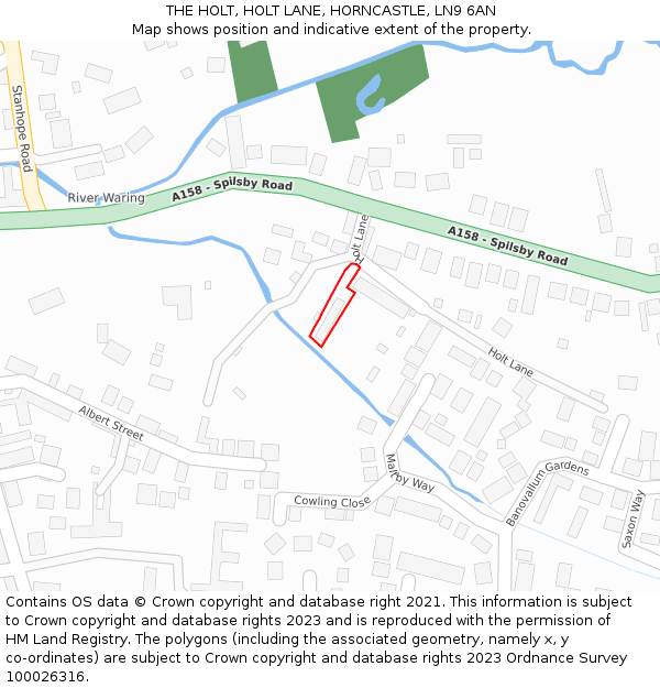 THE HOLT, HOLT LANE, HORNCASTLE, LN9 6AN: Location map and indicative extent of plot