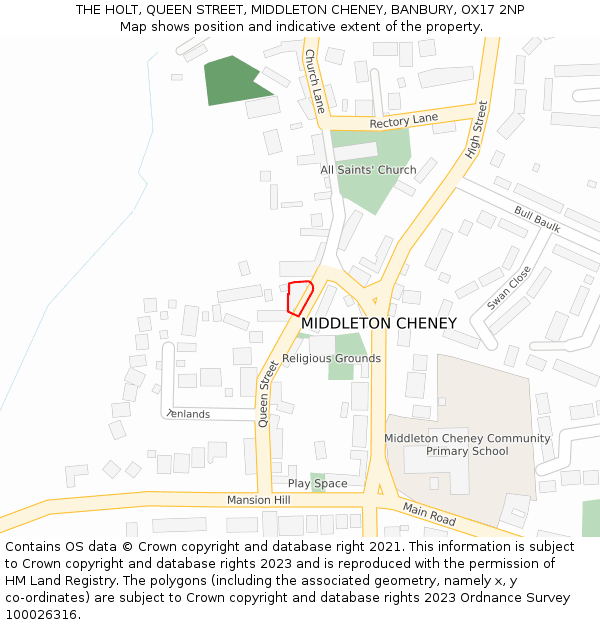 THE HOLT, QUEEN STREET, MIDDLETON CHENEY, BANBURY, OX17 2NP: Location map and indicative extent of plot