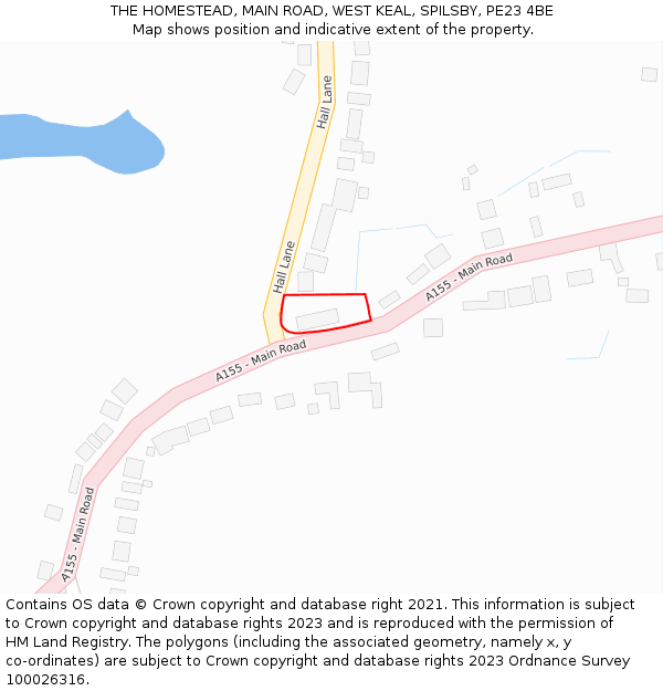 THE HOMESTEAD, MAIN ROAD, WEST KEAL, SPILSBY, PE23 4BE: Location map and indicative extent of plot
