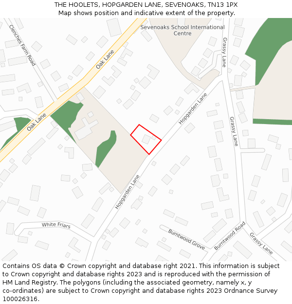 THE HOOLETS, HOPGARDEN LANE, SEVENOAKS, TN13 1PX: Location map and indicative extent of plot
