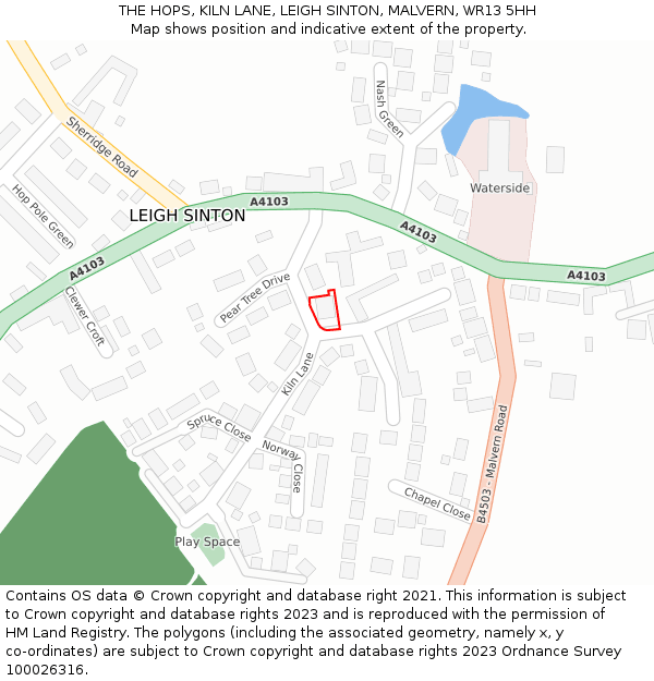THE HOPS, KILN LANE, LEIGH SINTON, MALVERN, WR13 5HH: Location map and indicative extent of plot