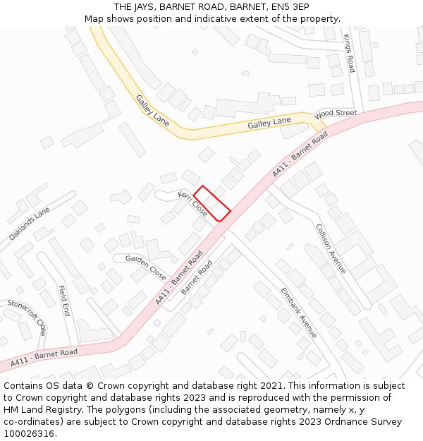 THE JAYS, BARNET ROAD, BARNET, EN5 3EP: Location map and indicative extent of plot