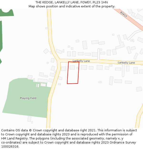THE KEDGE, LANKELLY LANE, FOWEY, PL23 1HN: Location map and indicative extent of plot