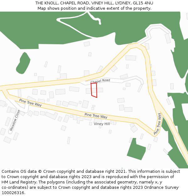 THE KNOLL, CHAPEL ROAD, VINEY HILL, LYDNEY, GL15 4NU: Location map and indicative extent of plot