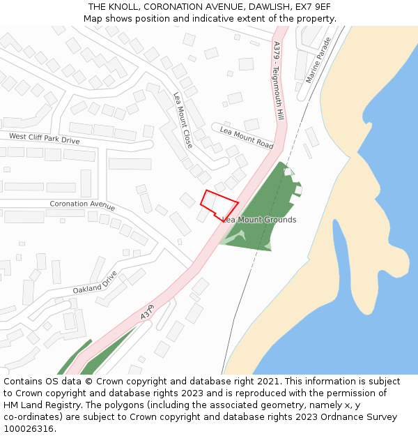 THE KNOLL, CORONATION AVENUE, DAWLISH, EX7 9EF: Location map and indicative extent of plot