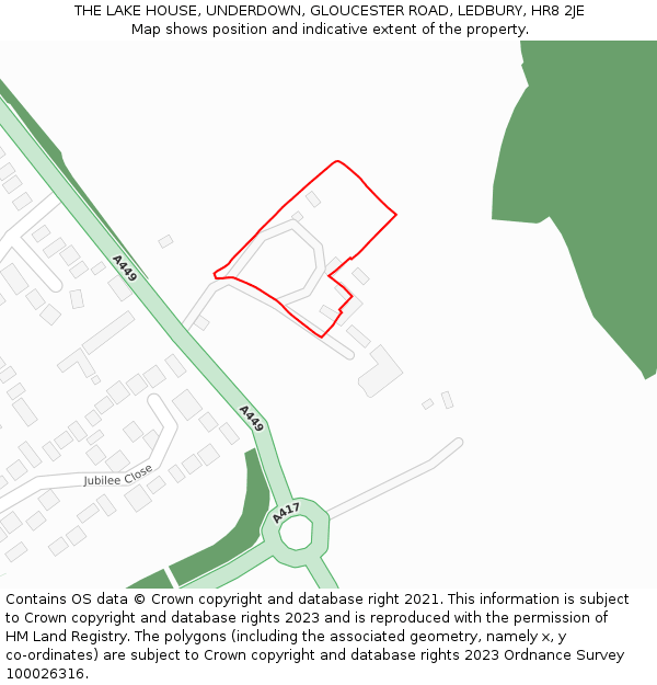 THE LAKE HOUSE, UNDERDOWN, GLOUCESTER ROAD, LEDBURY, HR8 2JE: Location map and indicative extent of plot