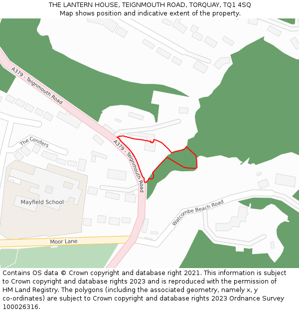 THE LANTERN HOUSE, TEIGNMOUTH ROAD, TORQUAY, TQ1 4SQ: Location map and indicative extent of plot