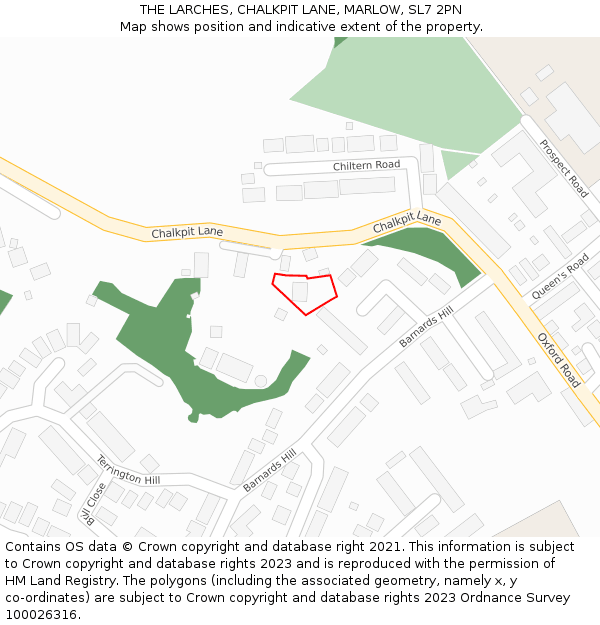 THE LARCHES, CHALKPIT LANE, MARLOW, SL7 2PN: Location map and indicative extent of plot