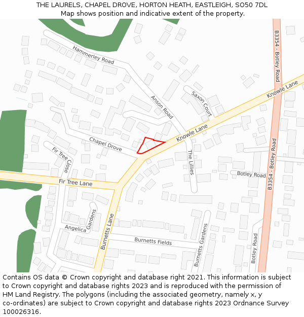 THE LAURELS, CHAPEL DROVE, HORTON HEATH, EASTLEIGH, SO50 7DL: Location map and indicative extent of plot