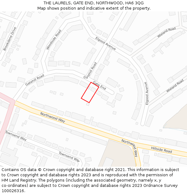THE LAURELS, GATE END, NORTHWOOD, HA6 3QG: Location map and indicative extent of plot