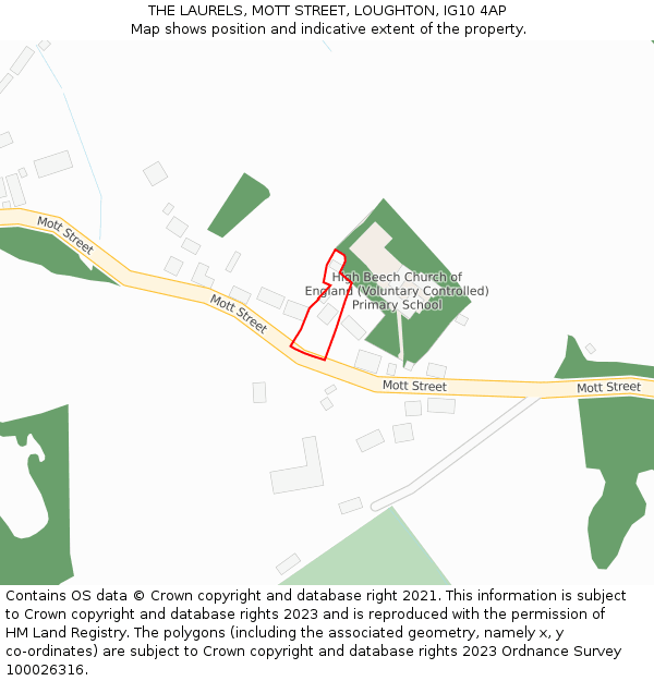 THE LAURELS, MOTT STREET, LOUGHTON, IG10 4AP: Location map and indicative extent of plot