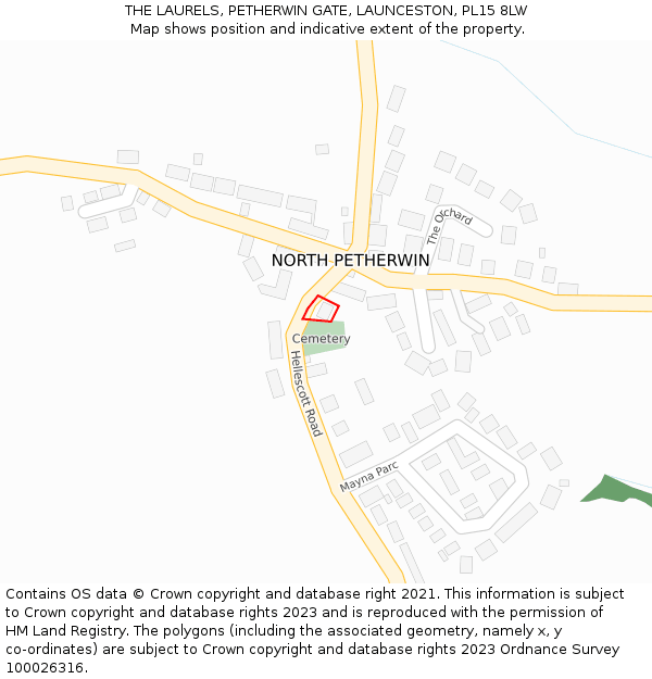 THE LAURELS, PETHERWIN GATE, LAUNCESTON, PL15 8LW: Location map and indicative extent of plot