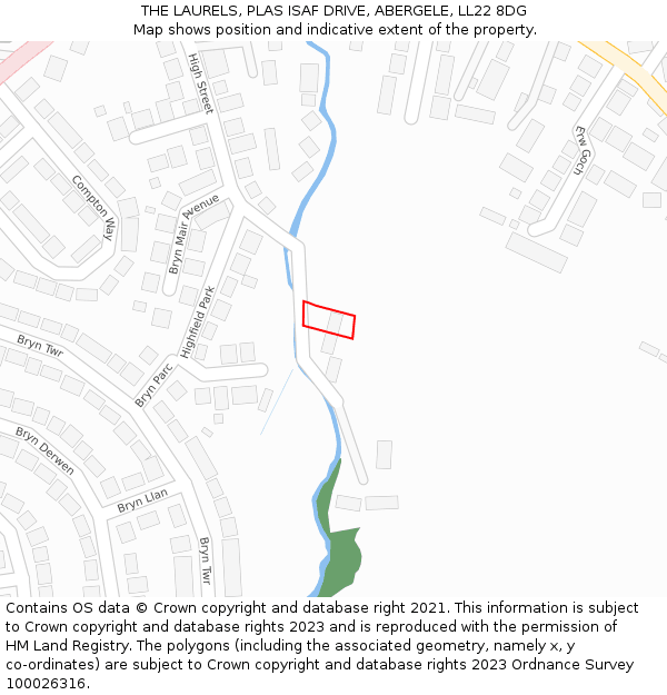 THE LAURELS, PLAS ISAF DRIVE, ABERGELE, LL22 8DG: Location map and indicative extent of plot