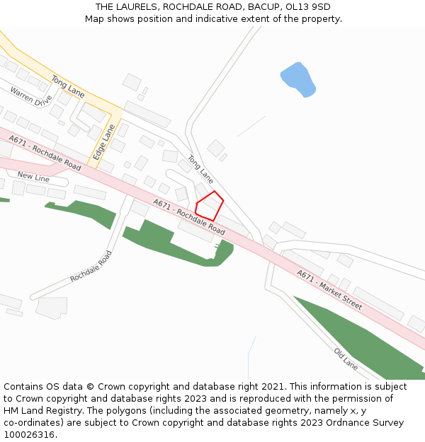 THE LAURELS, ROCHDALE ROAD, BACUP, OL13 9SD: Location map and indicative extent of plot