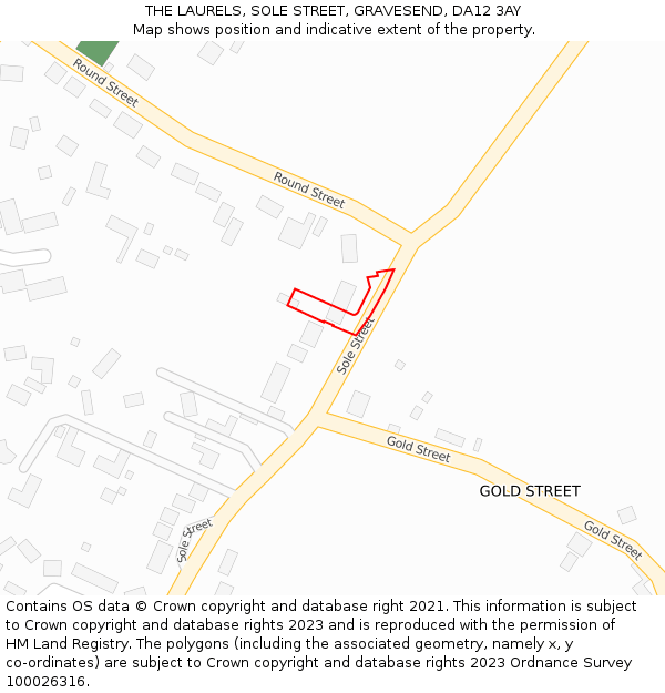 THE LAURELS, SOLE STREET, GRAVESEND, DA12 3AY: Location map and indicative extent of plot